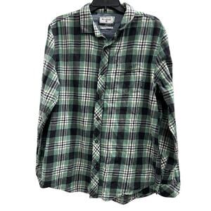 Billabong core fit green tartan plaid flannel grunge outdoors size L